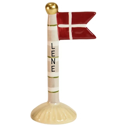 Flag Beige/striber H: 14cm keramik