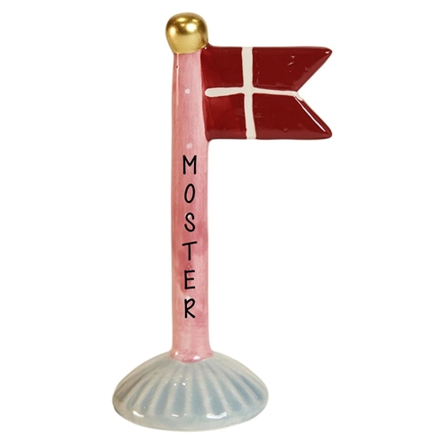 Flag Lyserød/Prikker H: 14cm keramik