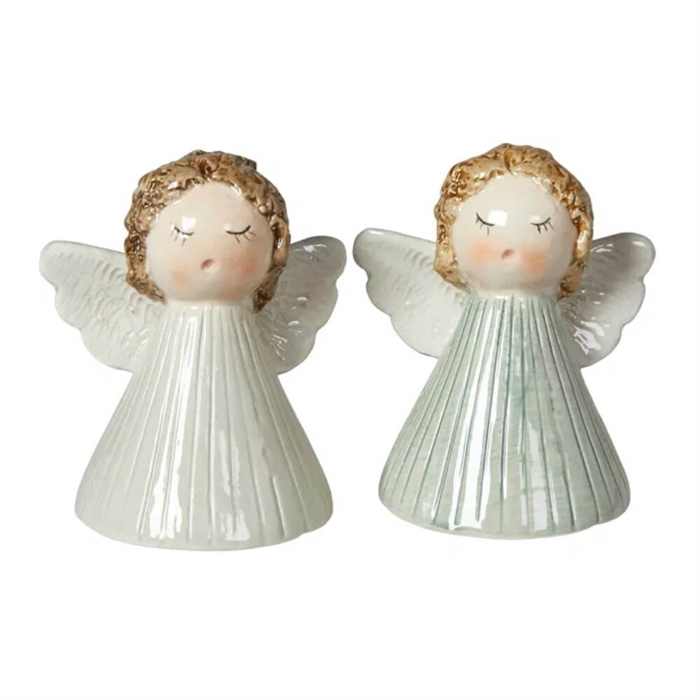 2 stk. Engle 8 cm keramik