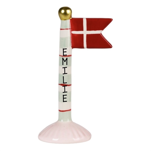 Flag blå/prikker H: 14cm keramik