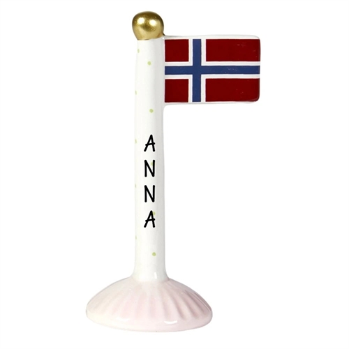 Flag Norsk - Lys/prikker H: 14cm keramik