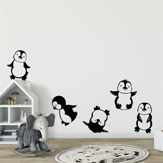 5 stk søde pingviner - wallsticker