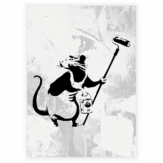 Plakat med malende rotte af Banksy