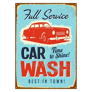 Plakat med retro tekst. Full service, time to shine. Car wash best in town