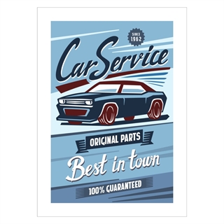 Plakat med retro tekst. Car service best in town. Orignal parts