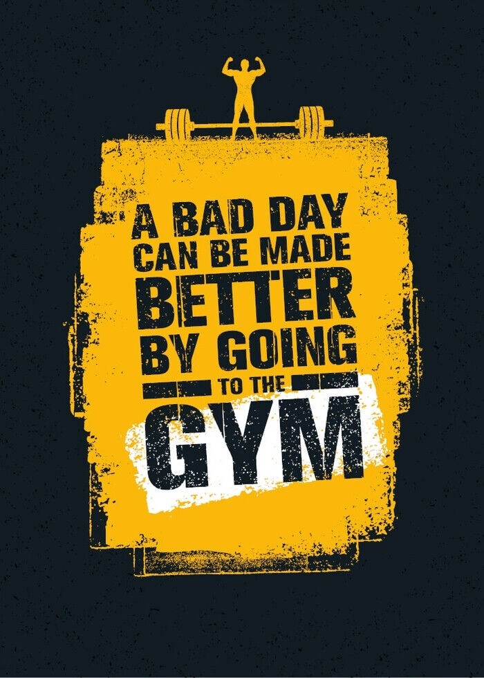 Plakat med sports tekst - A bad day can be made better by going to the gym