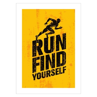 Plakat med sports tekst - Run and find yourself