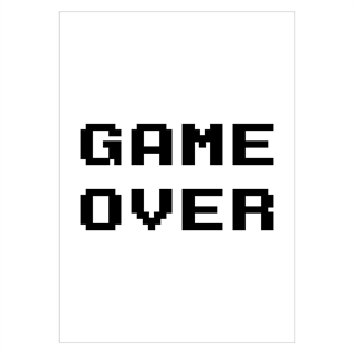 Plakt med teksten game over Pixels