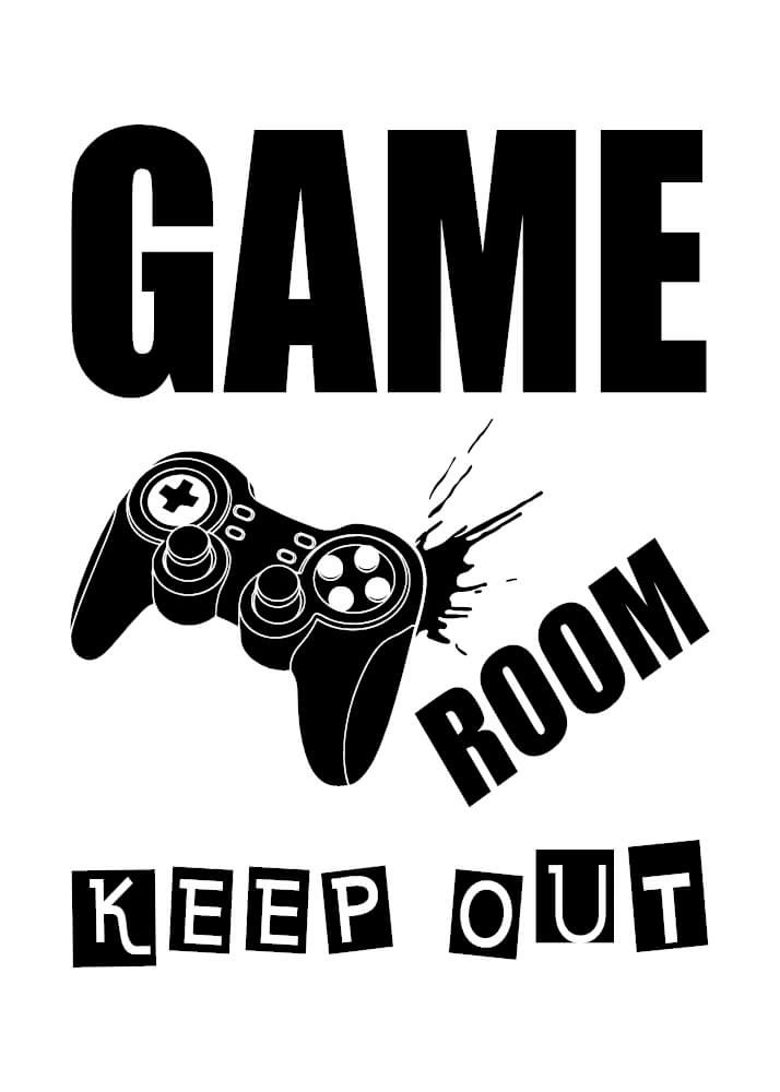 Plakat med teksten game room keep out controller