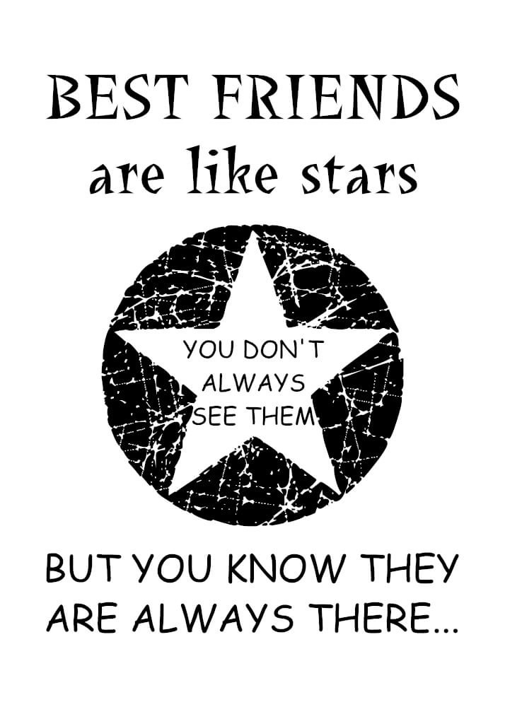 Sød veninde plakat best friends are like stars