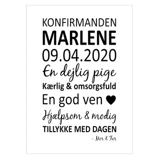 Konfirmationsplakat til hende