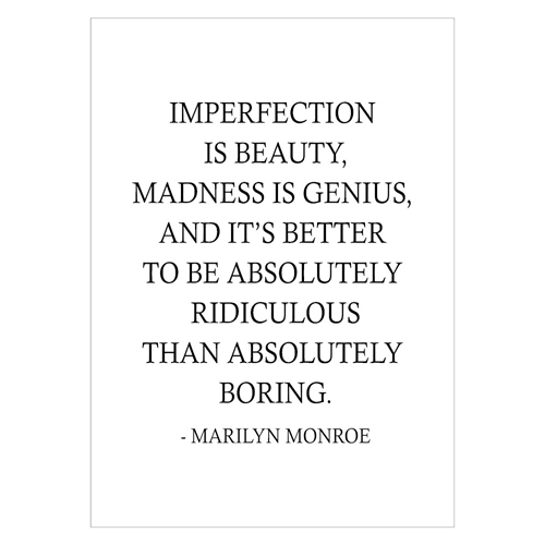 Imperfection is beauty - Marilyn Monroe - plakat