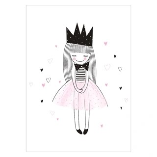 Sød børneplakat med lille prinsesse i lyserødt skørt