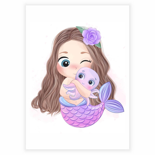 Plakat - Havfrue med blæksprutte