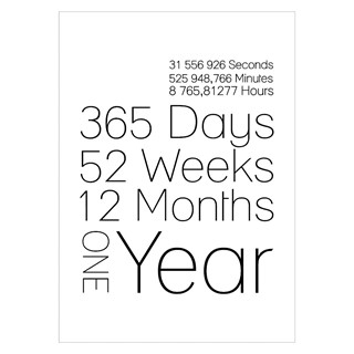 One year - plakat med tekst