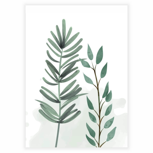 Flot og enkel plakat med motiv af grønne planter