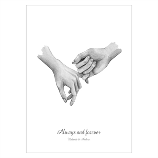 Hånd i hånd - køb en flot plakat online i dag. Bedårende familie plakat med illustration af to hænder som holder i hinanden.