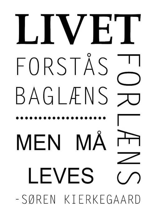 Plakat - Livet forstås baglæns af Søren Kierkegaard