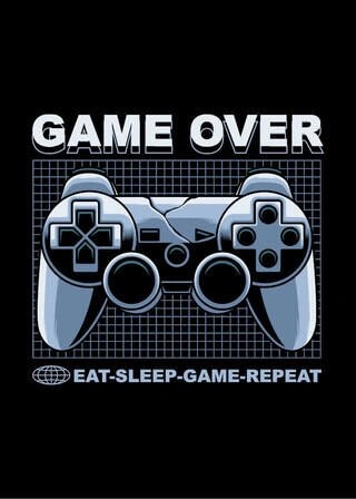 Gamer plakat - Game over med Eat, sleep, game, repeat