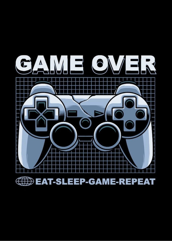Gamer plakat med controller, tekst på den fedeste sort baggrund