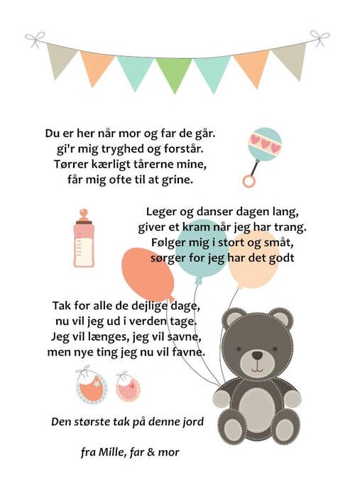 Plakat - Dagplejemor med bamse