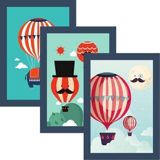 Plakatsæt med skøre luftballoner, elefant og måne