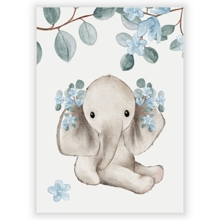 Plakat med Akvarel elefantunge
