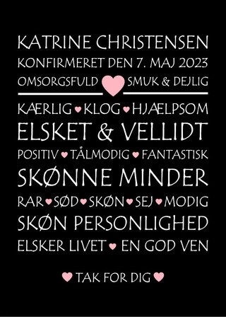 Konfirmations plakat til pige