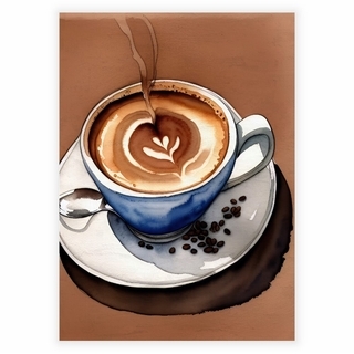 Akvarel plakat kop kaffe