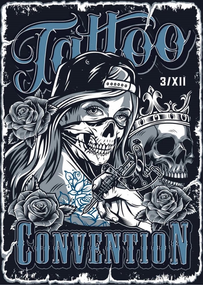 Skull Plakat med Tattoo Convention