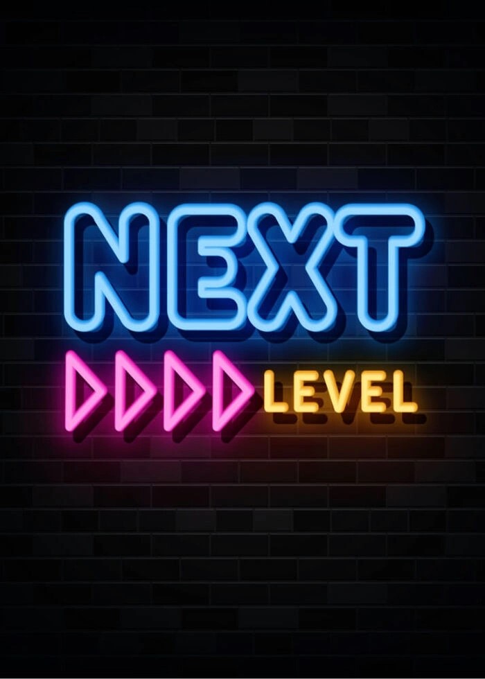 Super sej neon gamer plakat med teksten Next level