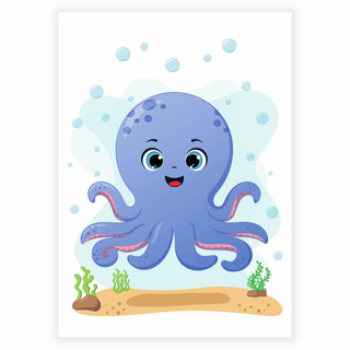 Blæksprutte med bobler - Plakat