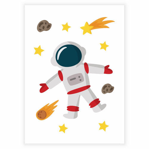 super smart plakat med en flyvende astronaut plakat til børneværelset
