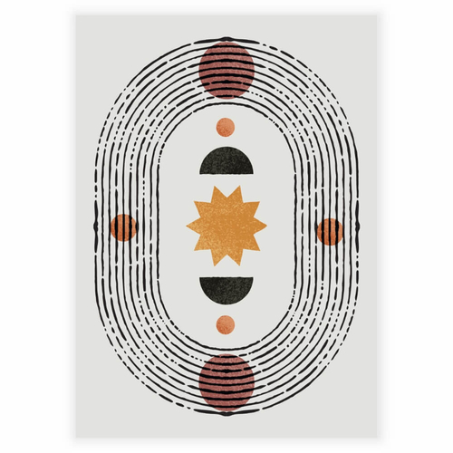 Abstract kunst med stor cirkler og mønster plakat
