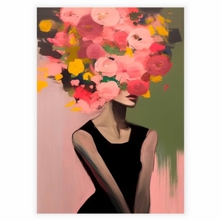 Farverig blomster kvinde - Plakat