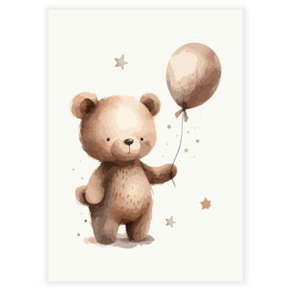 En Brun Bamsebjørn med Luftig Ballon