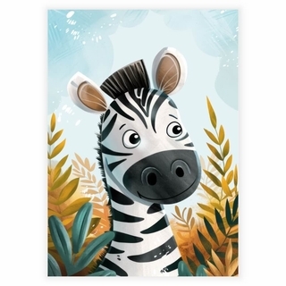 Sød Zebra Plakat med Naturbaggrund