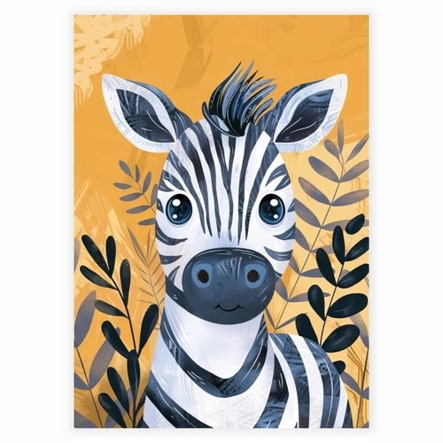 Plakat med zebra i naturlig omgivelser ved solnedgang