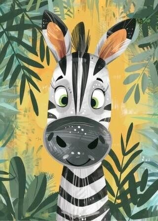 Sød zebra Illustration - Børneplakat