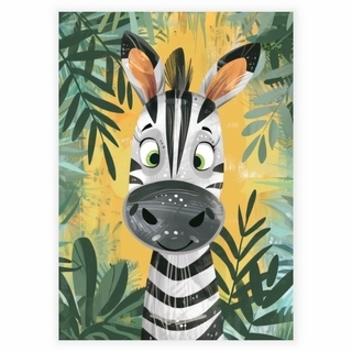 Sød zebra Illustration - Børneplakat
