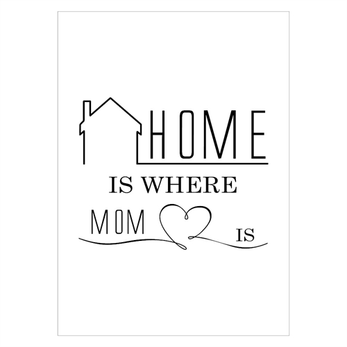 Sød og flot plakat til din mor med den engelske tekst: Home is where mom is. 