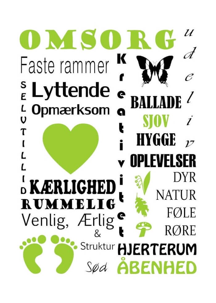 Plakat med tekst til den skønne dagplejemor 