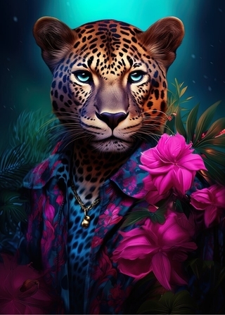 Leopard med skjorte - Plakat 