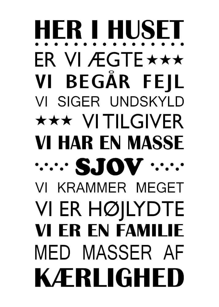 Plakat med husregler Her bor vi