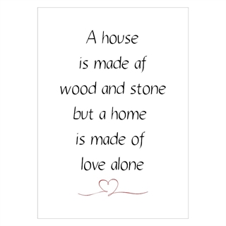 Plakat med teksten A house is made of 