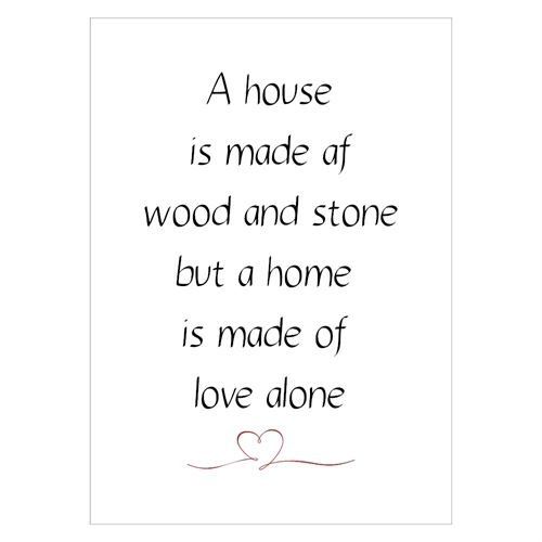 Plakat med teksten A house is made of 