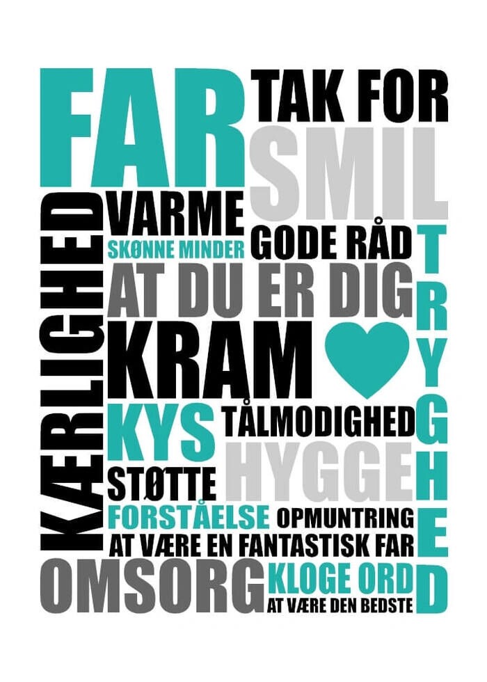 Plakat med teksten far tak for