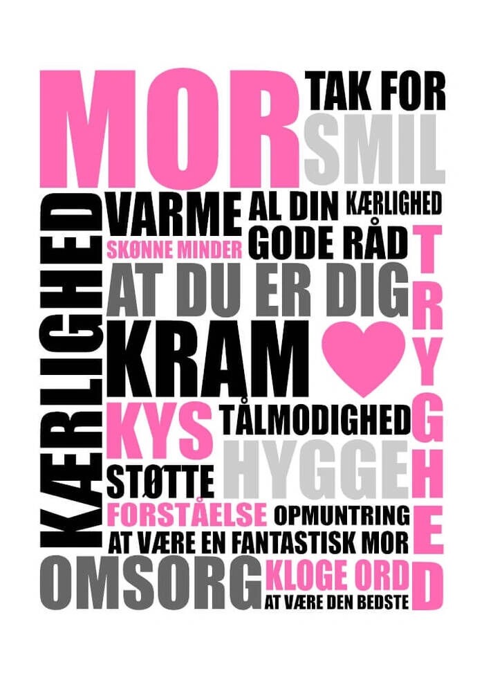 plakat med teksten mor tak for...