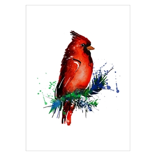 Plakat med en rød tynd fin fugl