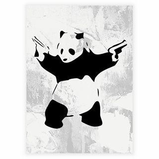 Plakat med bevæbnet panda af banksy